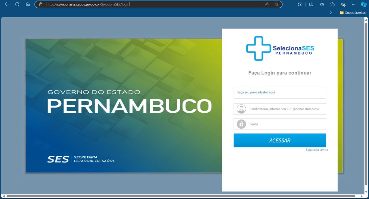 Portal Seleciona SES Pernambuco