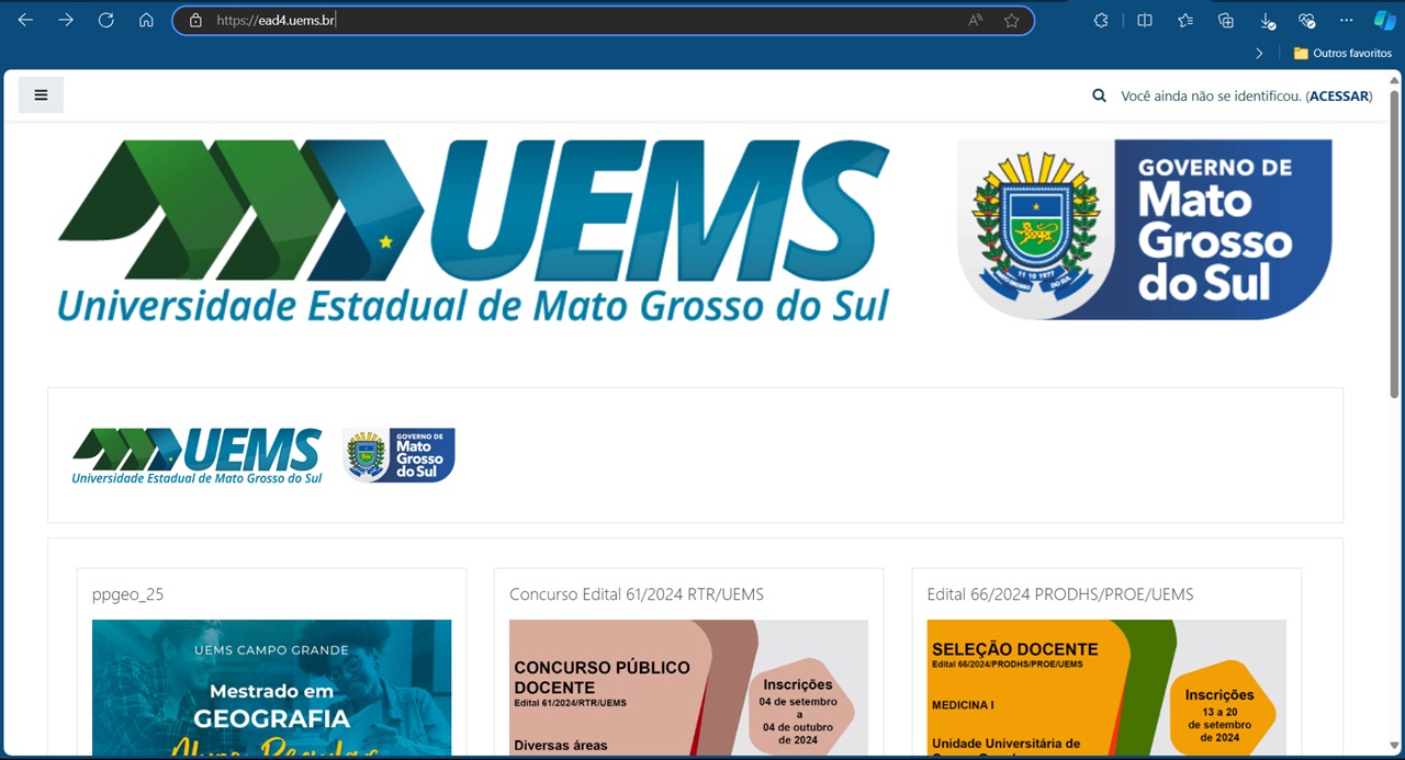 Portal da Diretoria de Educação à Distância da UEMS 