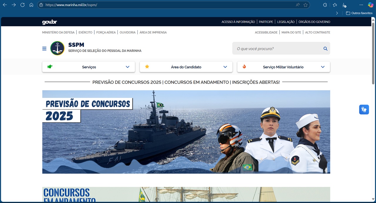 Portal do Serviço de Seleção do Pessoal da Marinha 